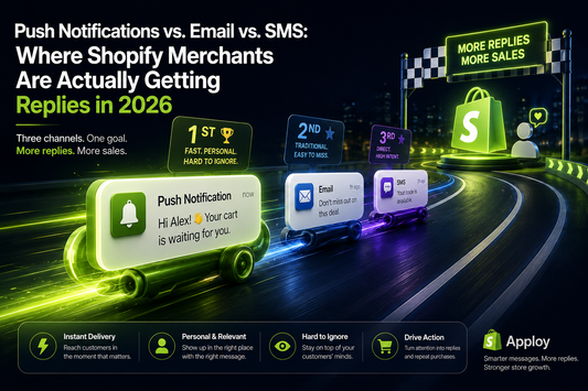Push Notifications vs. Email vs. SMS: Where Shopify Merchants Are Actually Getting Replies in 2026